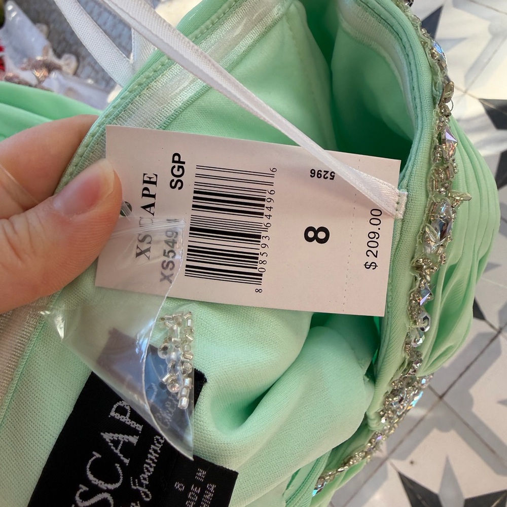 XScape Prom 2015 NWT Seafoam Green Beaded Sweetheart Neckline Gown Prom - Picture 6 of 6